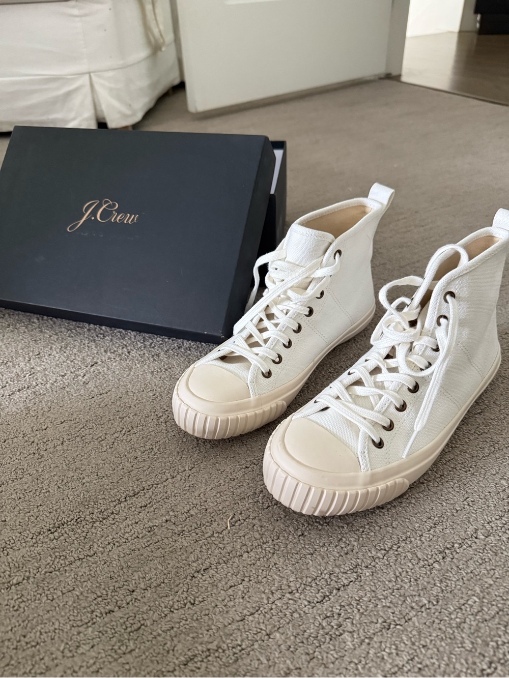 J. Crew Cream High-Top Canvas Sneakers